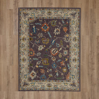 Karastan Pandora Fury Eggplant Area Rug On Wood 