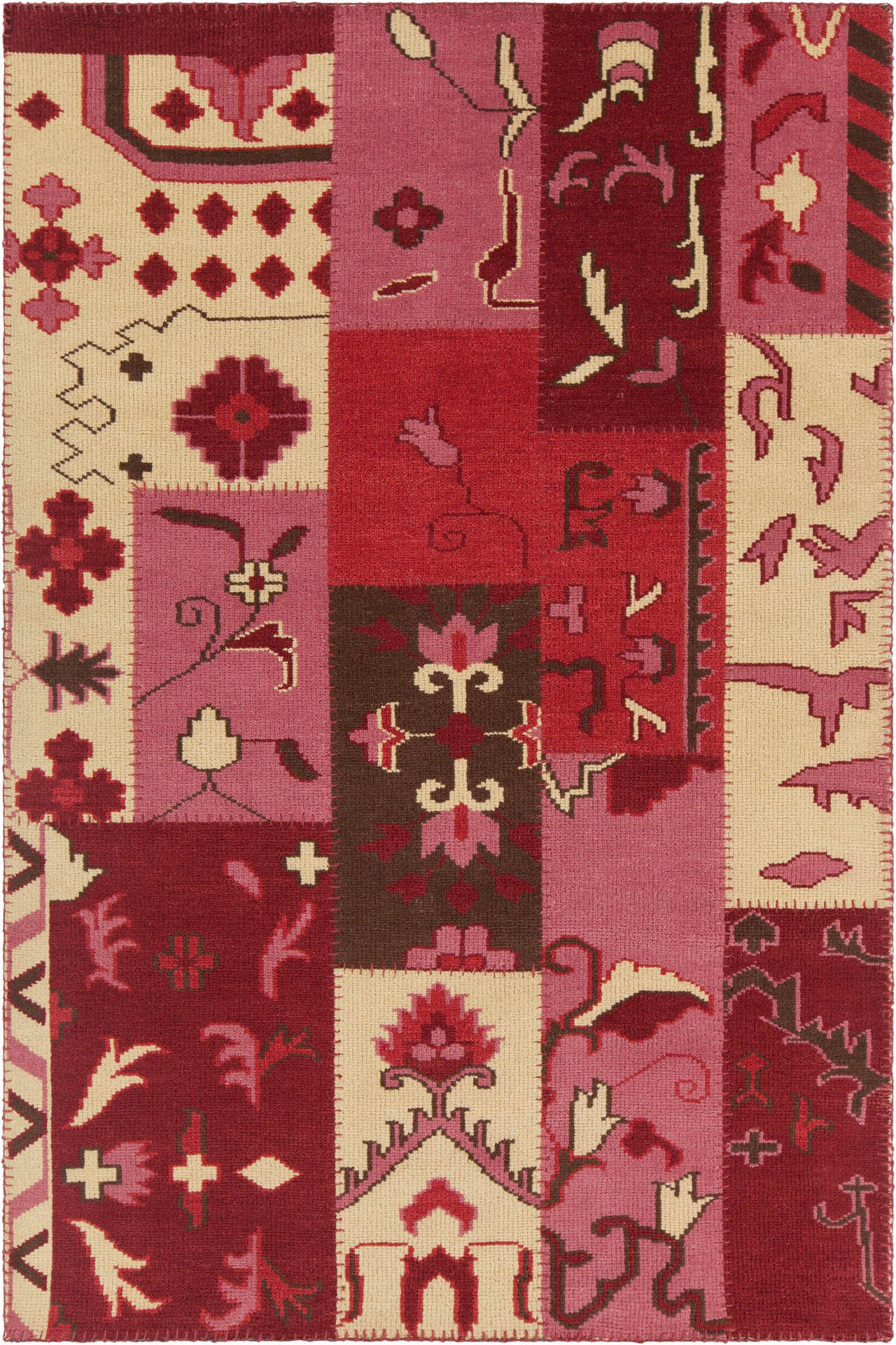 Chandra Fusion FUS-26300 Pink/Red/Cream/Brown Area Rug main image