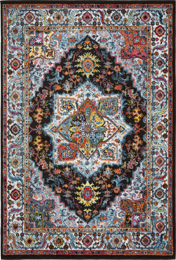 LR Resources Fusion 81345 Black / Blue Area Rug main image