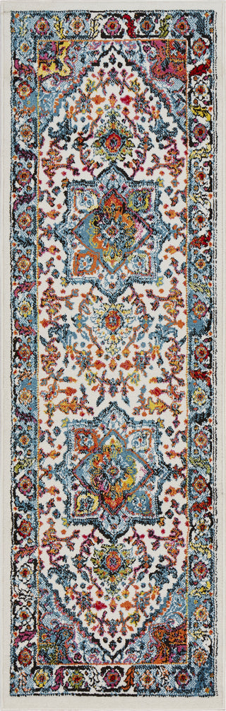 LR Resources Fusion 81346 White / Blue Area Rug 