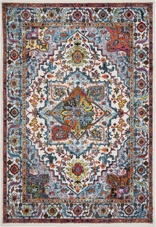 LR Resources Fusion 81346 White / Blue Area Rug 