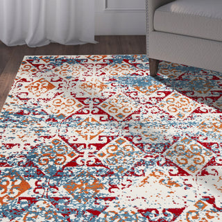 LR Resources Fusion 81353 White/Blue Area Rug Alternate Image Feature