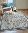 LR Resources Gala Jacobean Sky Gray / Blue Area Rug Lifestyle Image Feature