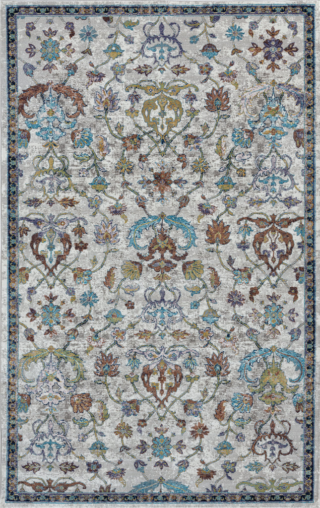 LR Resources Gala Jacobean Sky Gray / Blue Area Rug main image