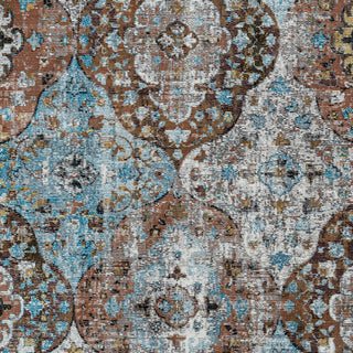 LR Resources Gala Bright Tabriz Blue Area Rug Detail Image