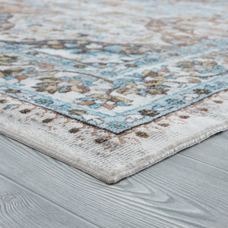 LR Resources Gala Bright Tabriz Blue Area Rug Corner Image