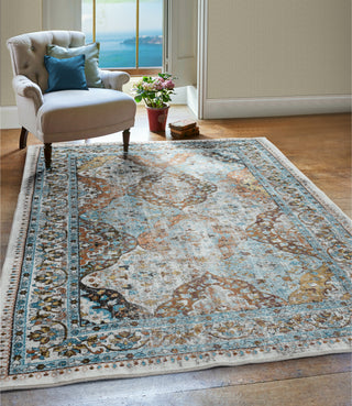 LR Resources Gala Bright Tabriz Blue Area Rug Lifestyle Image