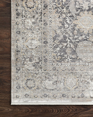 Loloi Gemma GEM-02 Charcoal/Sand Area Rug Corner On Wood