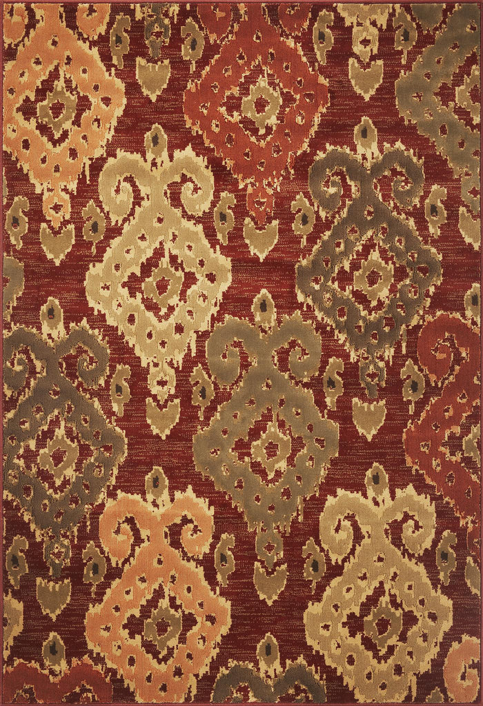 KAS Geneva 9409 Burgundy Allover Ikat Machine Woven Area Rug