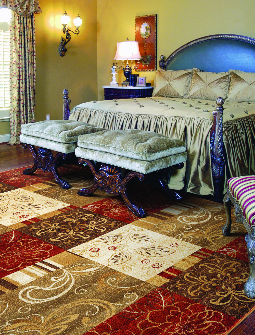 KAS Geneva 9420 Sienna Floral Panes Area Rug Main Image Feature