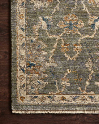 Loloi Giada GIA-03 Sage / Gold Area Rug Corner On Wood