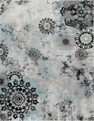 Surya Glimmer GLI-1006 Pale Blue Black Medium Gray Light Cream Area Rug Main Image 8 X 10