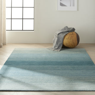 Calvin Klein CK206 Linear Glow Watercolor GLO01 Aqua Area Rug Detail Image