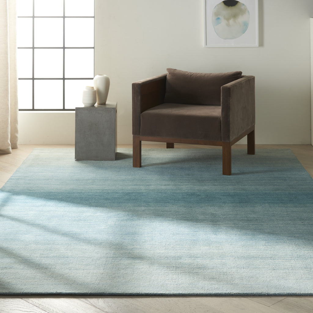 Calvin Klein CK206 Linear Glow Watercolor GLO01 Aqua Area Rug Room Scene Feature