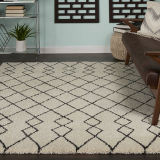 Geometric Shag GOS01 Ivory/Charcoal Area Rug by Nourison