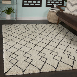 Geometric Shag GOS01 Ivory/Charcoal Area Rug by Nourison