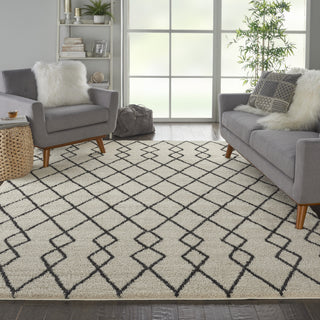 Geometric Shag GOS01 Ivory/Charcoal Area Rug by Nourison