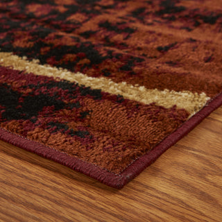 LR Resources Grace 81108 Red Area Rug Corner On Wood