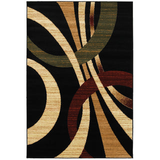 LR Resources Grace 81106 Black Machine Loomed Area Rug 7' 6'' X 9' 6''