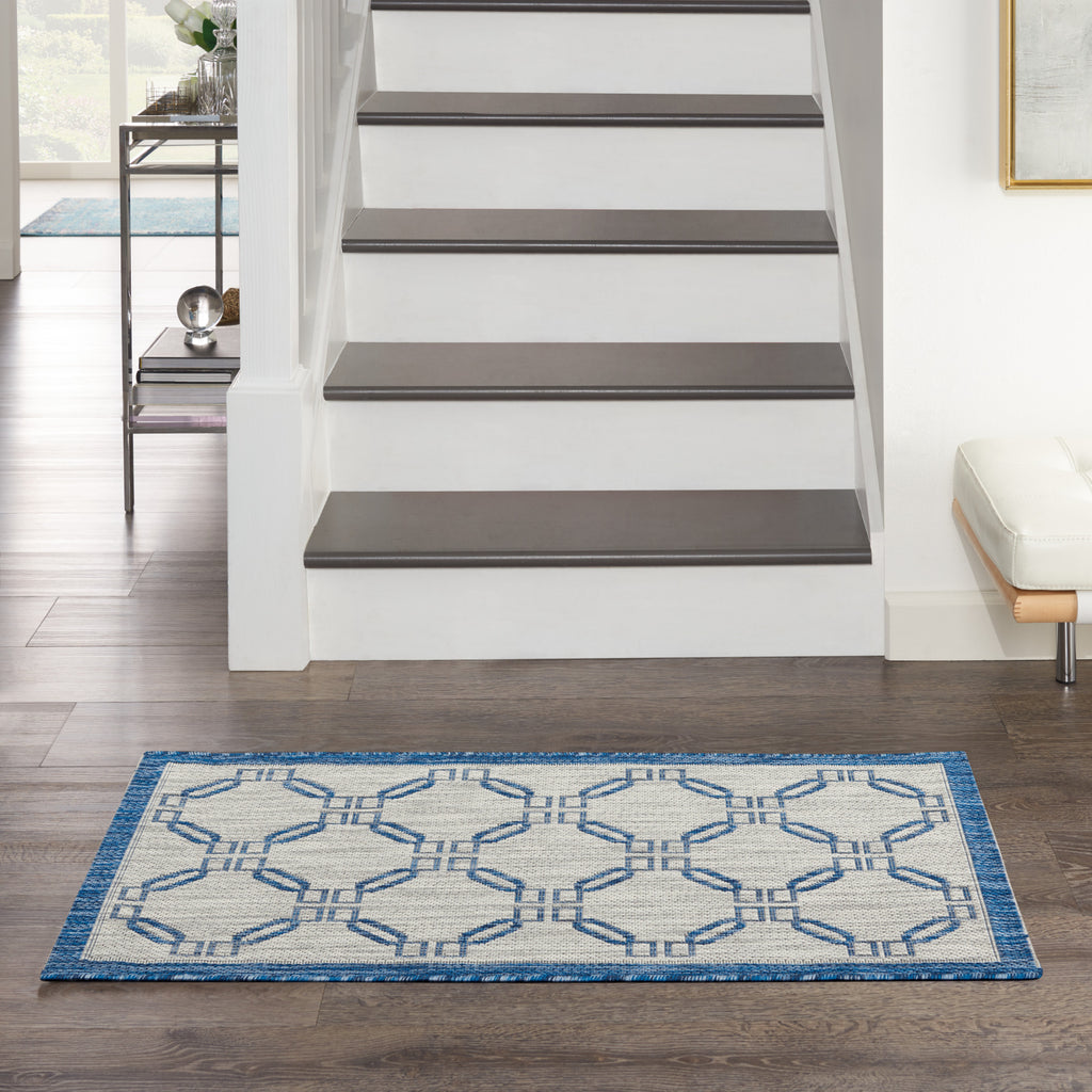 Nourison Garden Party GRD02 Ivory Blue Area Rug Room Scene Feature