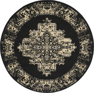 Nourison Grafix GRF14 Black Area Rug 5'3'' Round