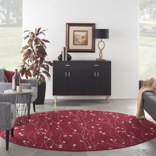 Nourison Grafix GRF15 Red Area Rug Round In Room 