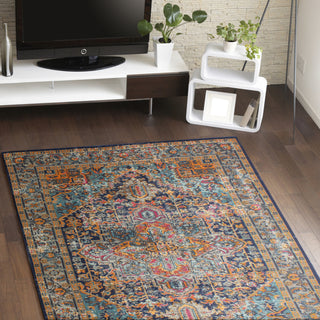 Bashian Heritage H114-Z034 Dark Blue Area Rug Room Scene Feature