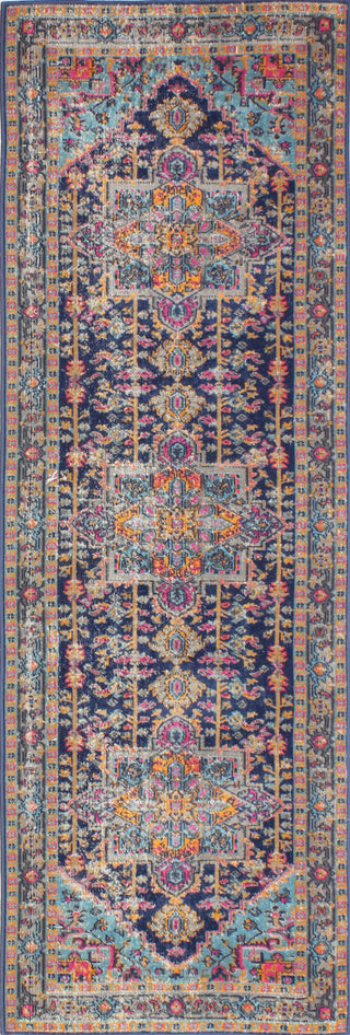 Bashian Heritage H114-Z034 Dark Blue Area Rug Runner