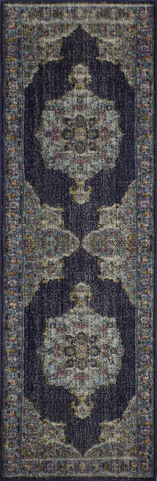 Bashian Heritage H114-Z040A Dark Blue Area Rug Runner