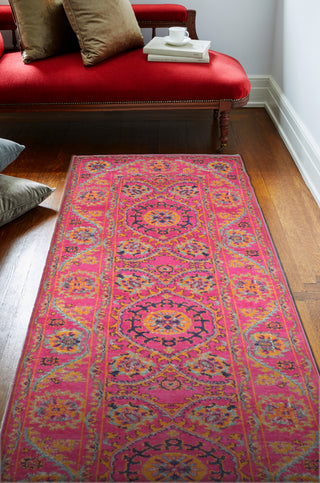 Bashian Heritage H114-Z036 Fuchsia Area Rug Runner Room Scene Feature