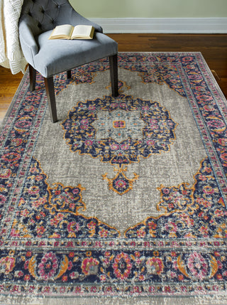 Bashian Heritage H114-Z040A Grey Area Rug Room Scene Feature