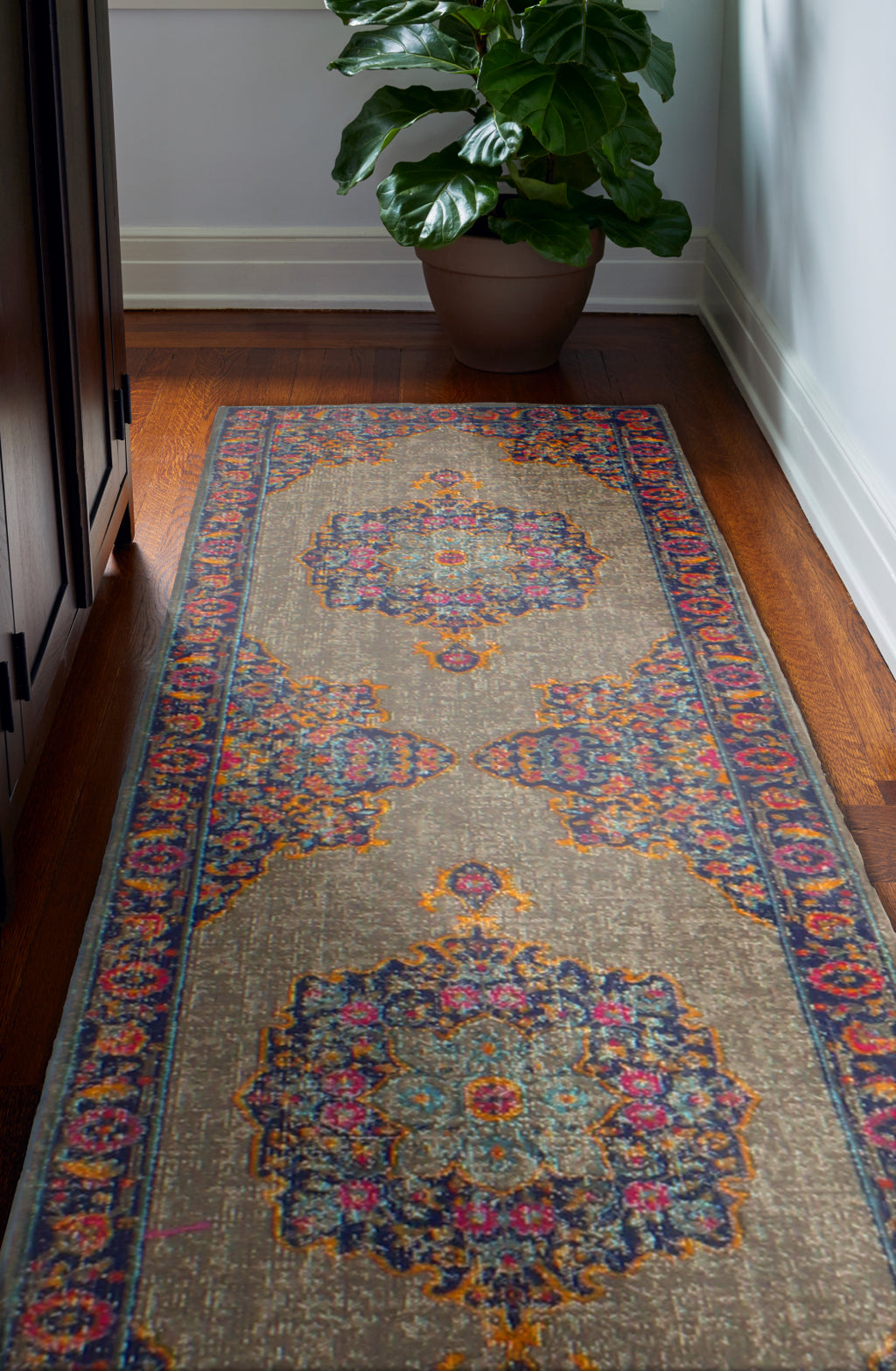 Bashian Heritage H114-Z040A Grey Area Rug Runner Room Scene Feature