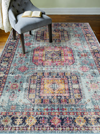 Bashian Heritage H114-Z042A Teal Area Rug Room Scene Feature