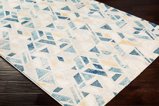 Surya Cash HAC-2300 Teal Navy Saffron Pale Blue Khaki Beige Area Rug Corner Image