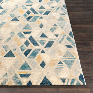 Surya Cash HAC-2300 Teal Navy Saffron Pale Blue Khaki Beige Area Rug Detail Image