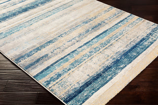 Surya Cash HAC-2302 Teal Navy Saffron Medium Gray Pale Blue Khaki Beige Area Rug Mirror Corner Image