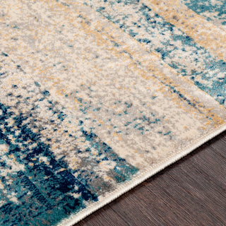 Surya Cash HAC-2302 Teal Navy Saffron Medium Gray Pale Blue Khaki Beige Area Rug Mirror Texture Image