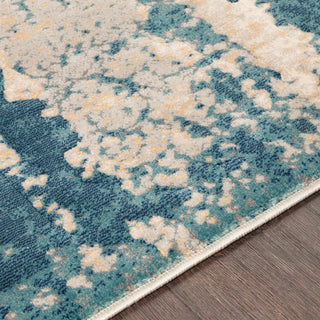 Surya Cash HAC-2309 Teal Navy Saffron Pale Blue Medium Gray Khaki Beige Area Rug Mirror Texture Image