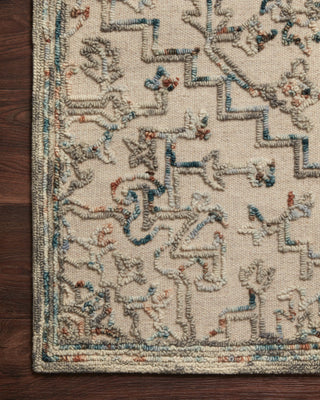 Loloi II Halle HAE-01 Grey/Ocean Area Rug Corner On Wood