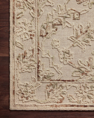 Loloi II Halle HAE-02 Natural/Sage Area Rug Corner On Wood