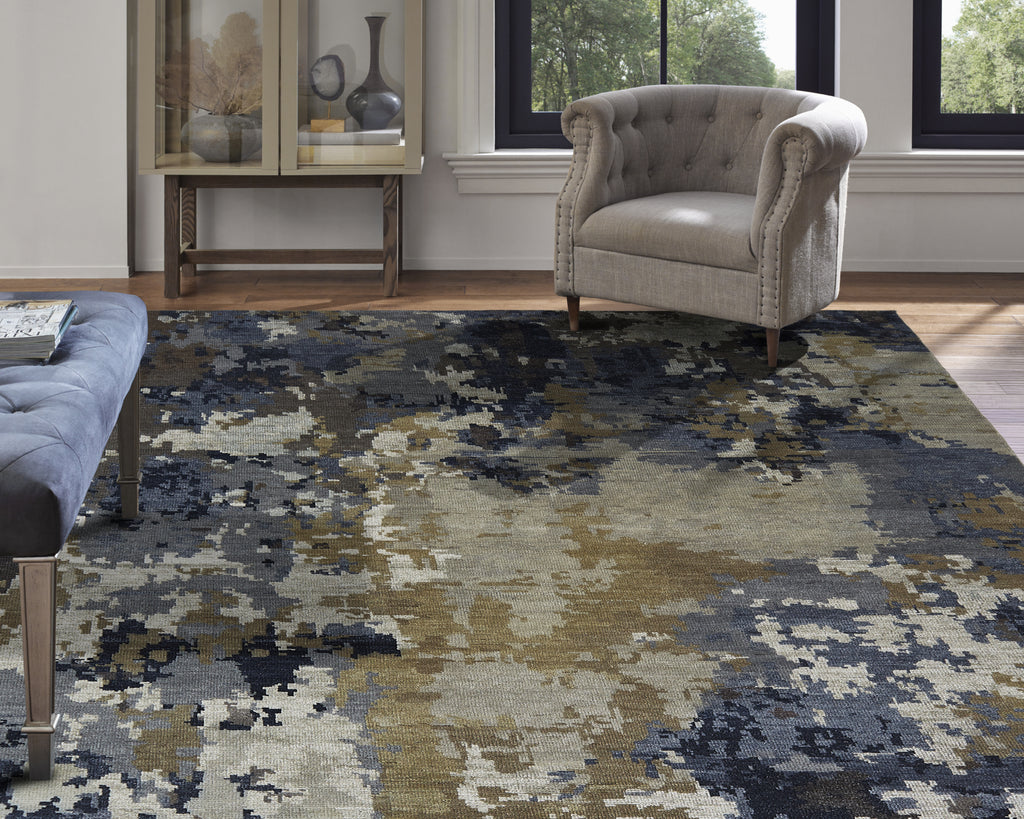 Ancient Boundaries Hammond HAM-05 Blues/Greys Area Rug Room Scene Feature