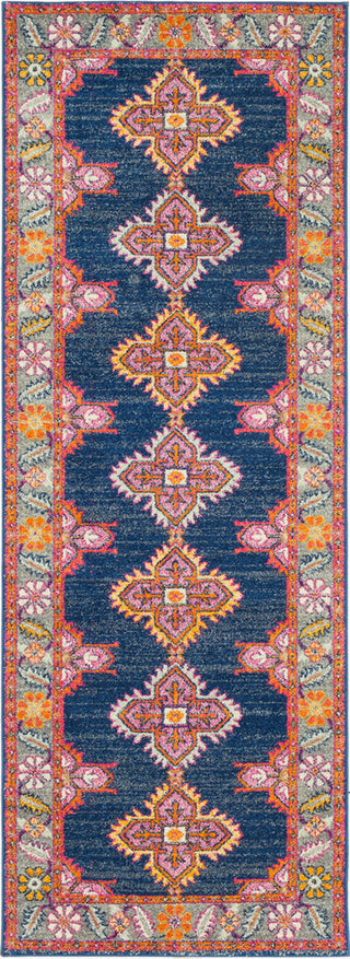 Surya Harput HAP-1037 Dark Blue Medium Gray Light Garnet Burnt Orange Saffron White Area Rug Runner Image