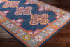 Surya Harput HAP-1037 Dark Blue Medium Gray Light Garnet Burnt Orange Saffron White Area Rug Corner Image