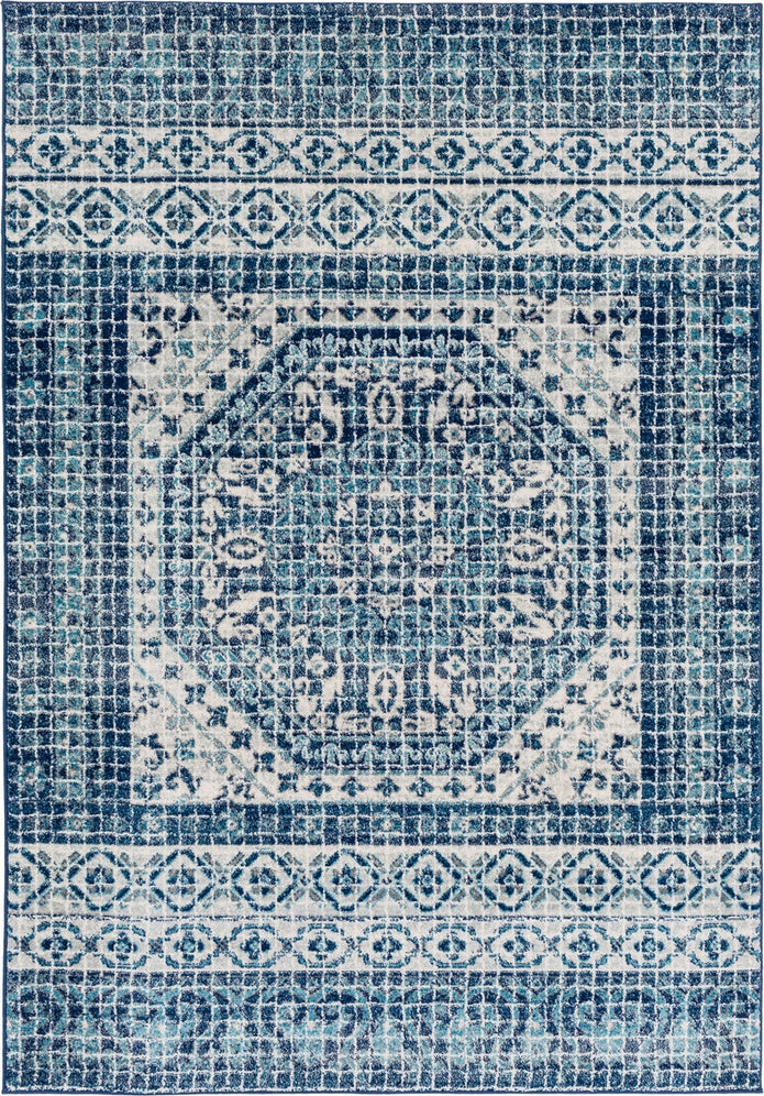Surya Harput HAP-1081 Dark Blue Teal Light Gray Beige Area Rug Mirror main image