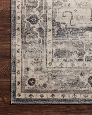 Loloi II Hathaway HTH-05 Steel/Ivory Area Rug Corner On Wood