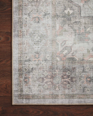 Loloi II Heidi HEI-02 Dove/Blush Area Rug Corner On Wood