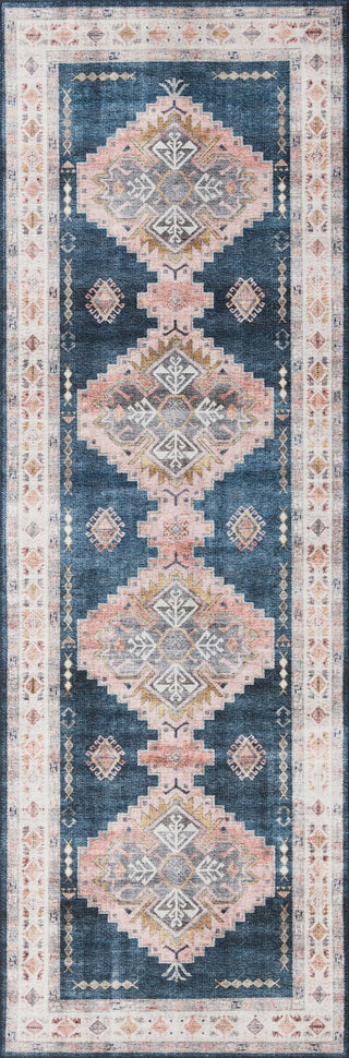 Loloi II Heidi HEI-03 Denim/Blush Area Rug 2'6''x 7'6'' Runner