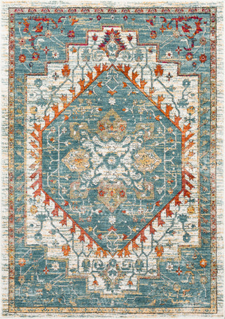 Surya Herati HER-2300 Aqua Bright Blue Orange Rust Light Gray Dark Green Red Pink Eggplant White Black Area Rug Mirror main image