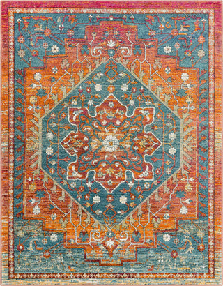 Surya Herati HER-2301 Bright Orange Rust Aqua Blue Butter Dark Green Pink Eggplant Red White Light Gray Black Area Rug Mirror main image