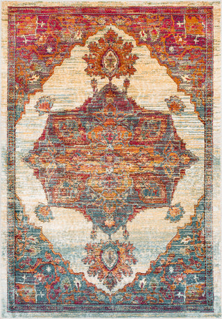 Surya Herati HER-2308 Bright Pink Eggplant Orange Rust Dark Red Butter Green Aqua Blue White Light Gray Black Area Rug Mirror main image